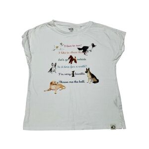 Uniqlo Kids‎ White Short Sleeve Tee with Dog Print